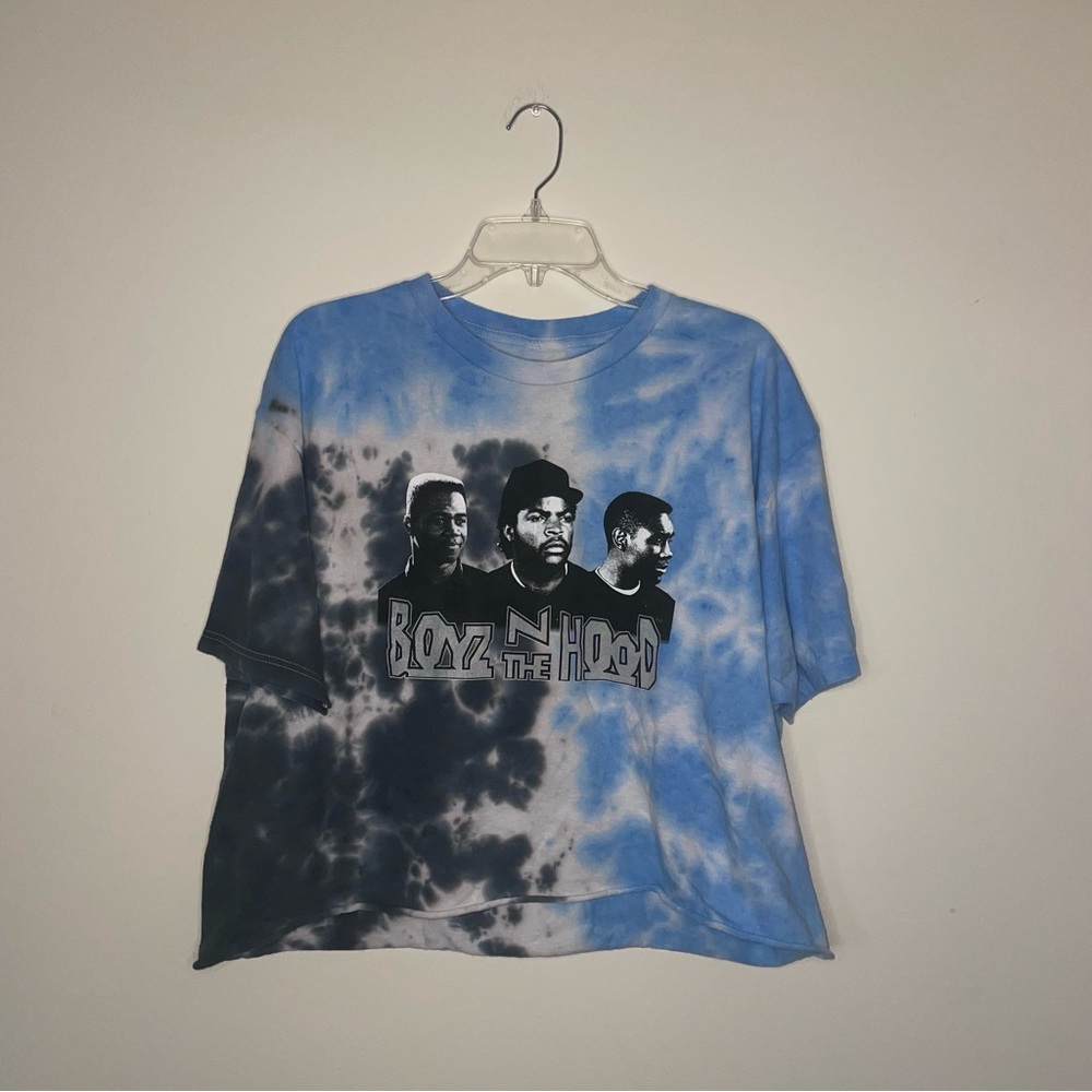 Philcos Boyz N The Hood Blue Tie-Dye Graphic Cropped T-Shirt